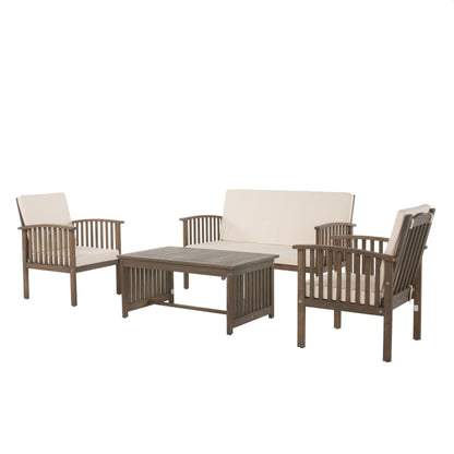 Christopher Knight Home Carolina - Set di divani da esterno in acacia da 4 pezzi - Seduta da giardino elegante e accogliente