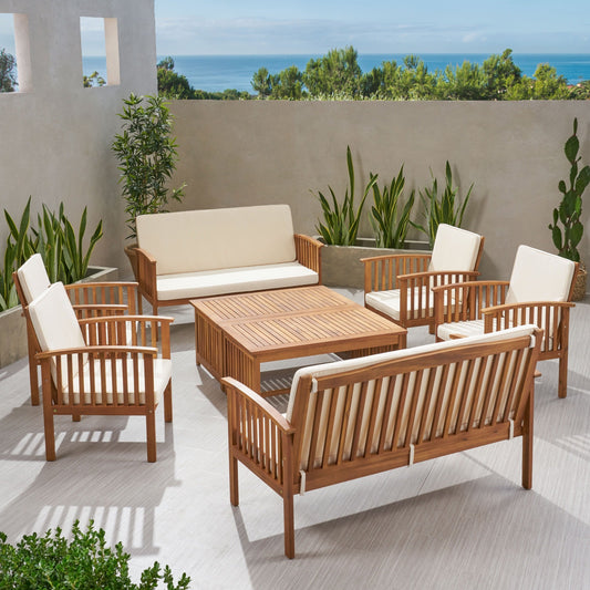 Set di divani da esterno Carolina Acacia da 8 pezzi di Christopher Knight Home