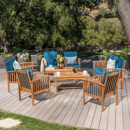 Set di divani da esterno Carolina Acacia da 8 pezzi di Christopher Knight Home