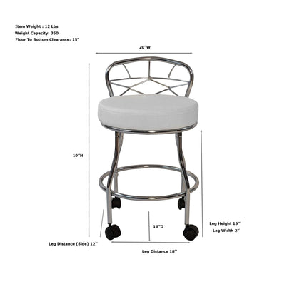 Sgabello da toeletta Diana X-Back con rotelle Carolina Living