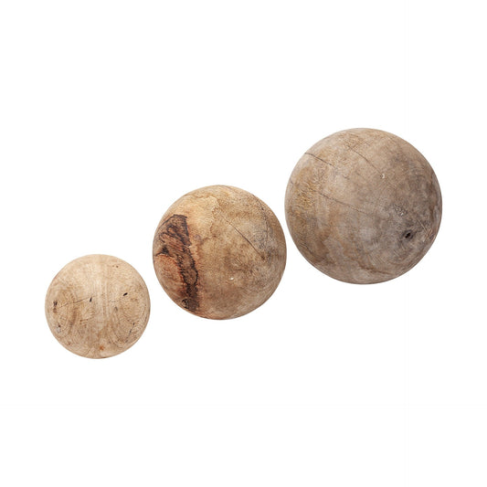 Sfere decorative in legno naturale Carrick (set da 3) - 5,0 L x 5,0 W x 5,0 H
