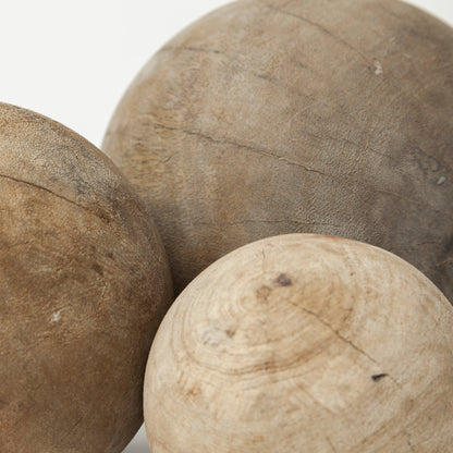 Sfere decorative in legno naturale Carrick (set da 3) - 5,0 L x 5,0 W x 5,0 H