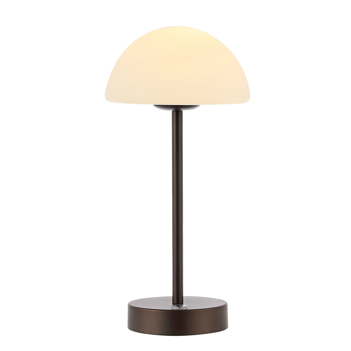 Lampada da tavolo moderna minimalista Carson 12.5 in ferro con LED integrato ricaricabile senza fili, nichel/bianco di JONATHAN Y