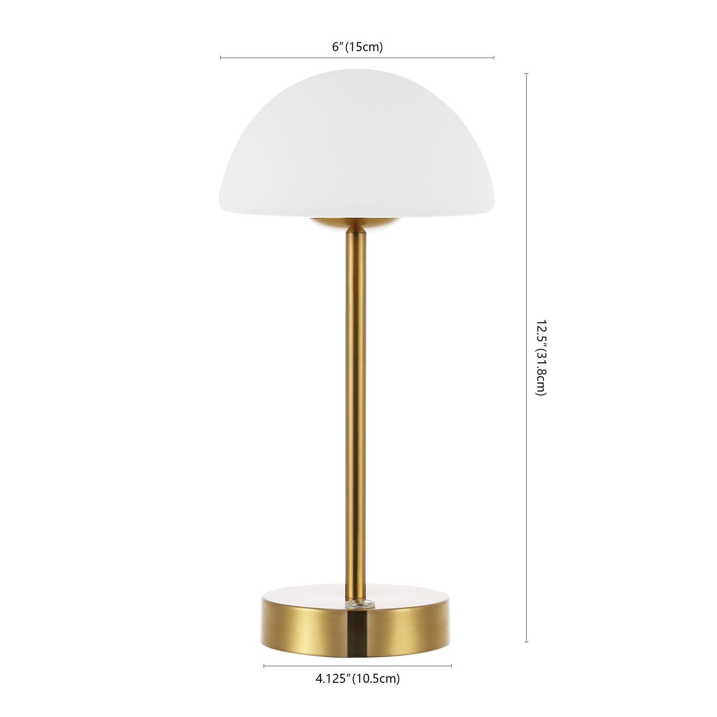 Lampada da tavolo moderna minimalista Carson 12.5 in ferro con LED integrato ricaricabile senza fili, nichel/bianco di JONATHAN Y