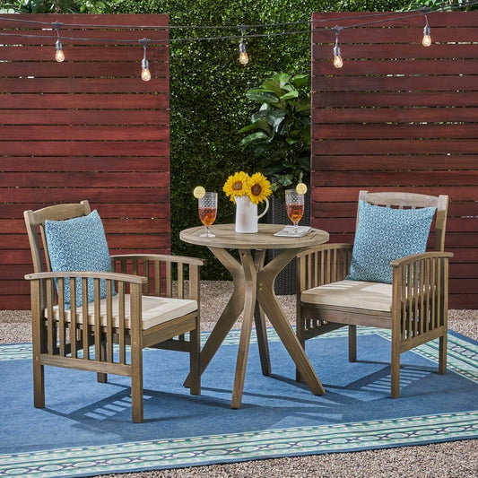 Casa Outdoor Set da bistrot rotondo in legno di acacia da 2 posti con gambe a X di Christopher Knight Home