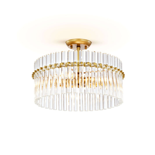 Casandra Lampada da soffitto a 4 luci in ottone spazzolato e cristallo