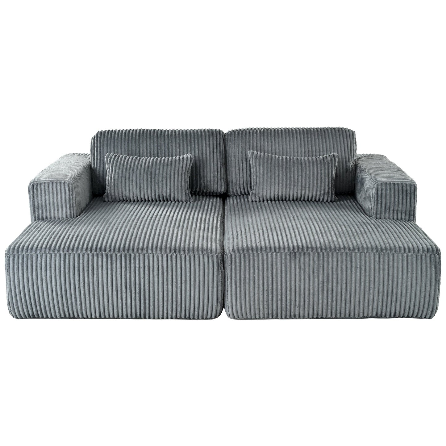 Divano letto Cascade in velluto a coste a 2 pezzi, chaise longue doppia con 2 cuscini