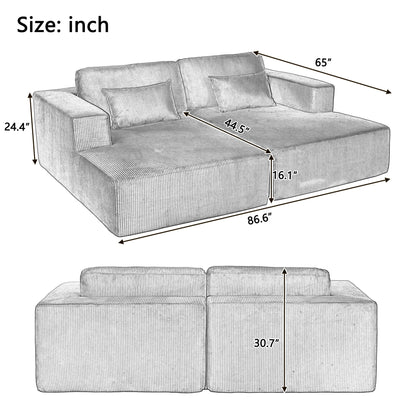 Divano letto Cascade in velluto a coste a 2 pezzi, chaise longue doppia con 2 cuscini
