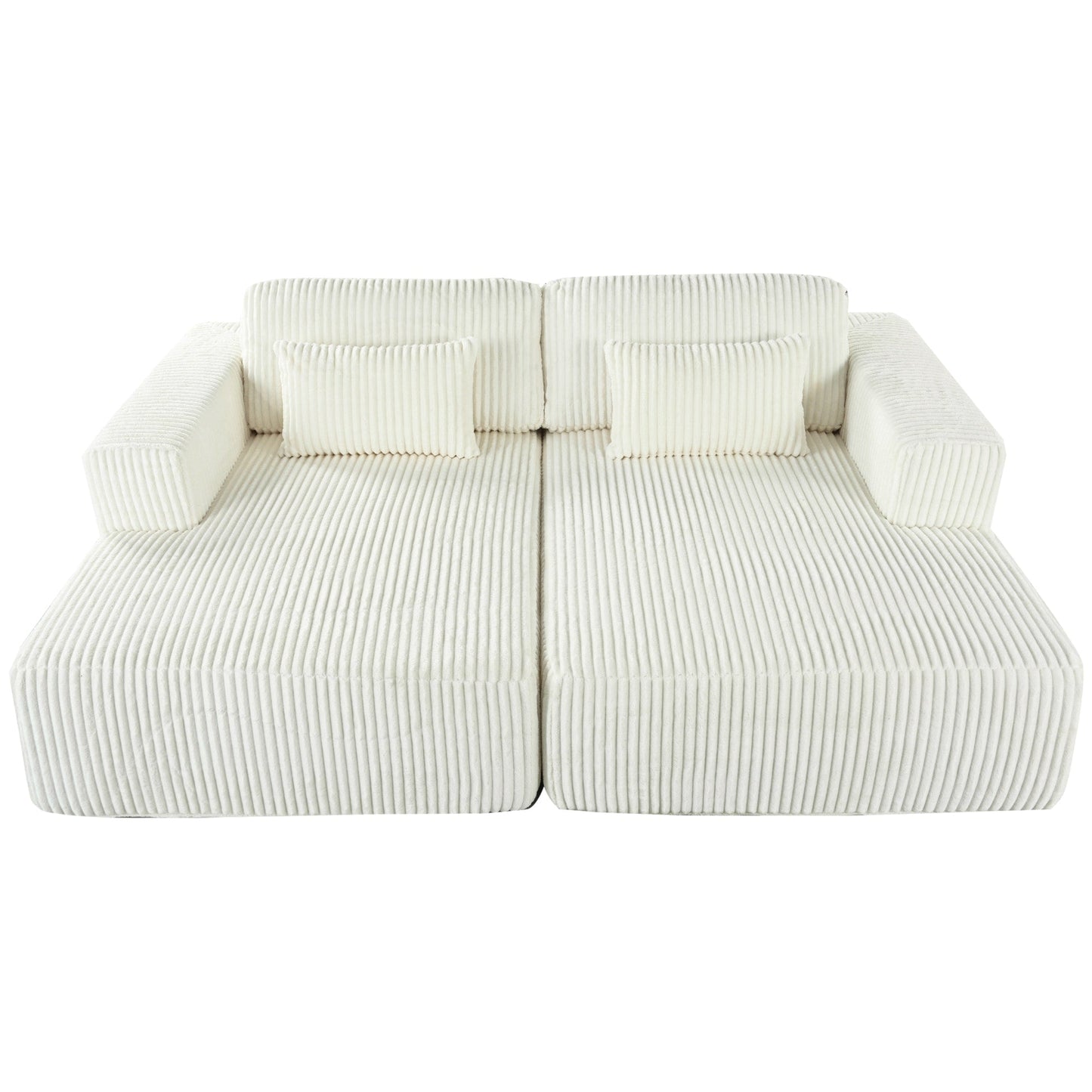 Divano letto Cascade in velluto a coste a 2 pezzi, chaise longue doppia con 2 cuscini
