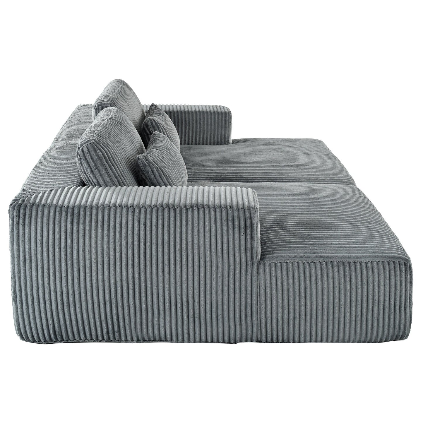 Divano letto Cascade in velluto a coste a 2 pezzi, chaise longue doppia con 2 cuscini