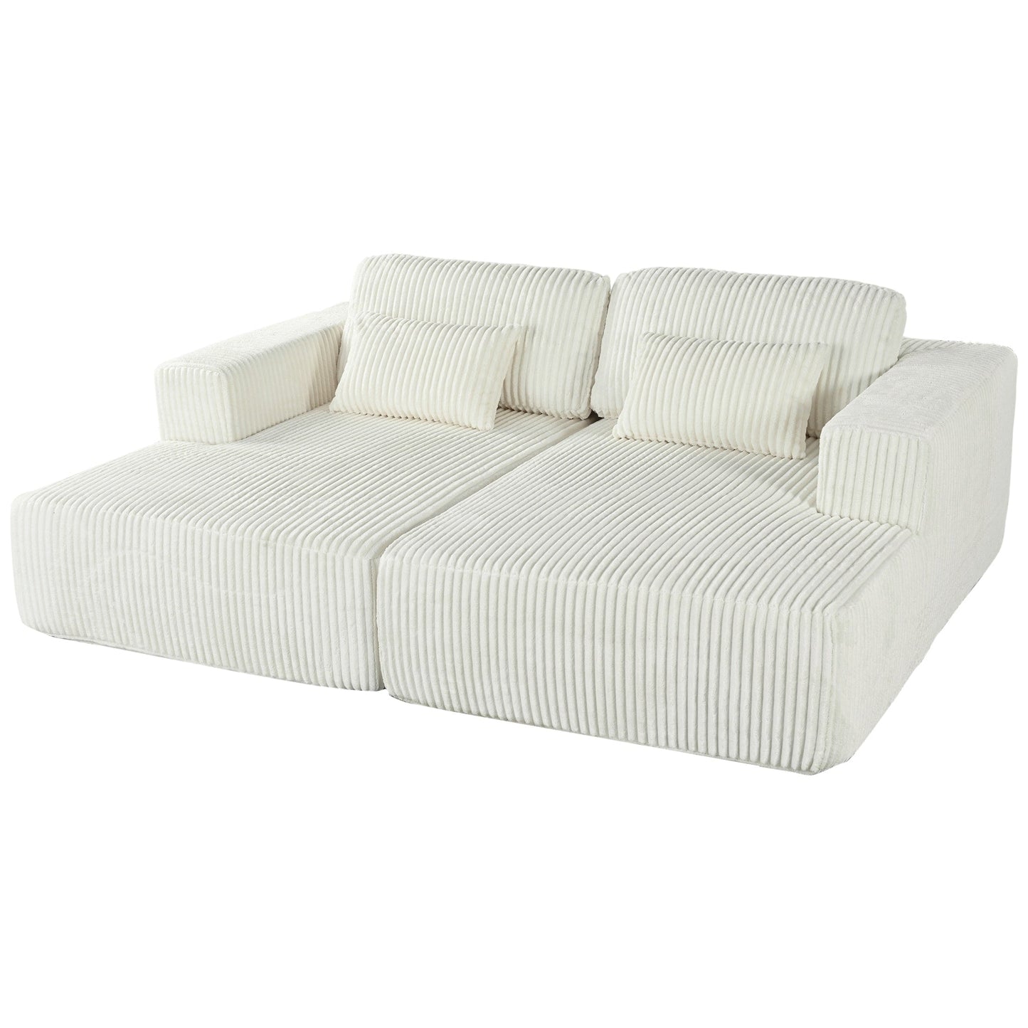 Divano letto Cascade in velluto a coste a 2 pezzi, chaise longue doppia con 2 cuscini