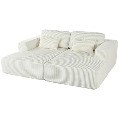 Divano letto Cascade in velluto a coste a 2 pezzi, chaise longue doppia con 2 cuscini