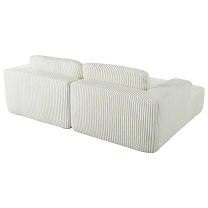 Divano letto Cascade in velluto a coste a 2 pezzi, chaise longue doppia con 2 cuscini
