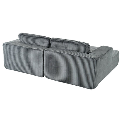 Divano letto Cascade in velluto a coste a 2 pezzi, chaise longue doppia con 2 cuscini