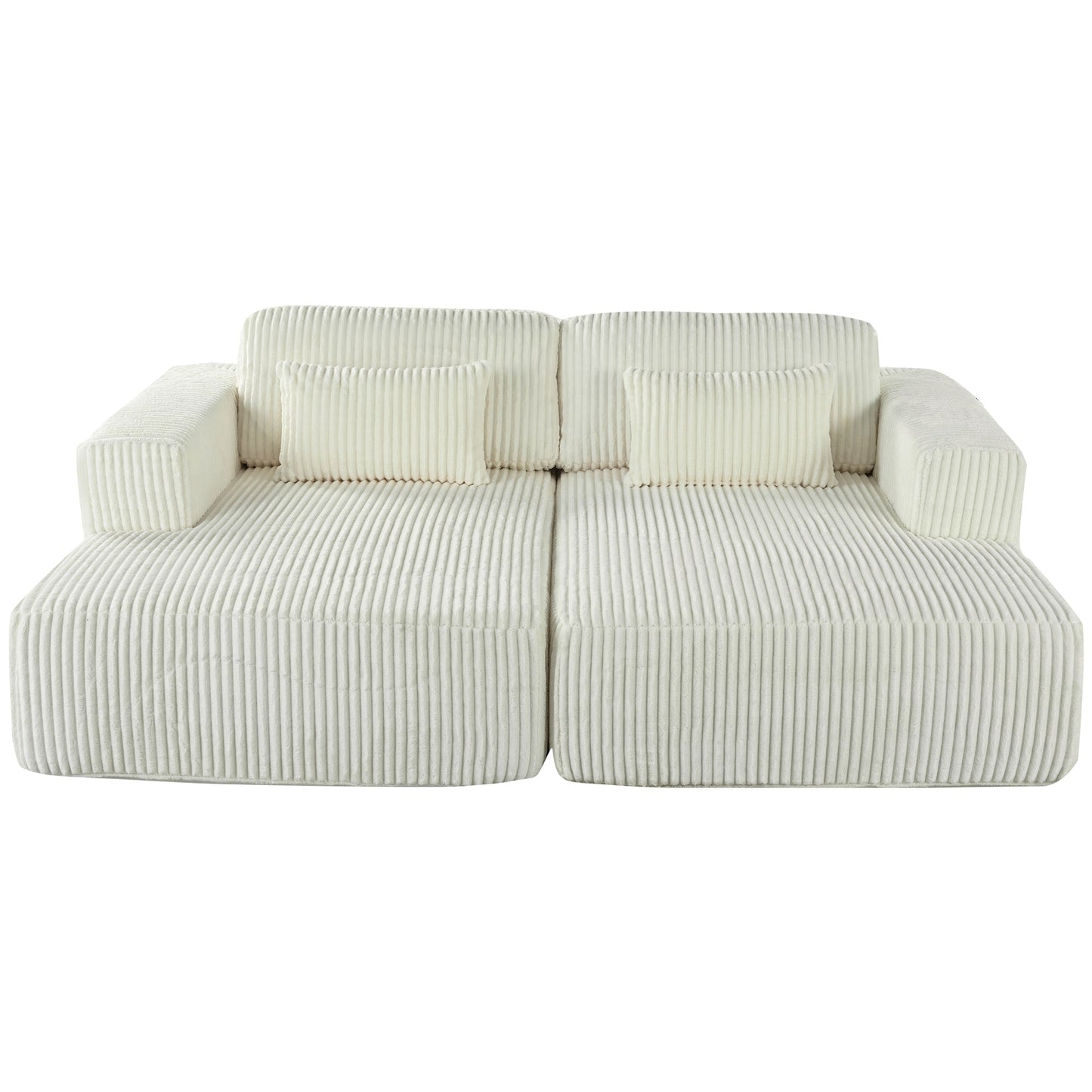 Divano letto Cascade in velluto a coste a 2 pezzi, chaise longue doppia con 2 cuscini