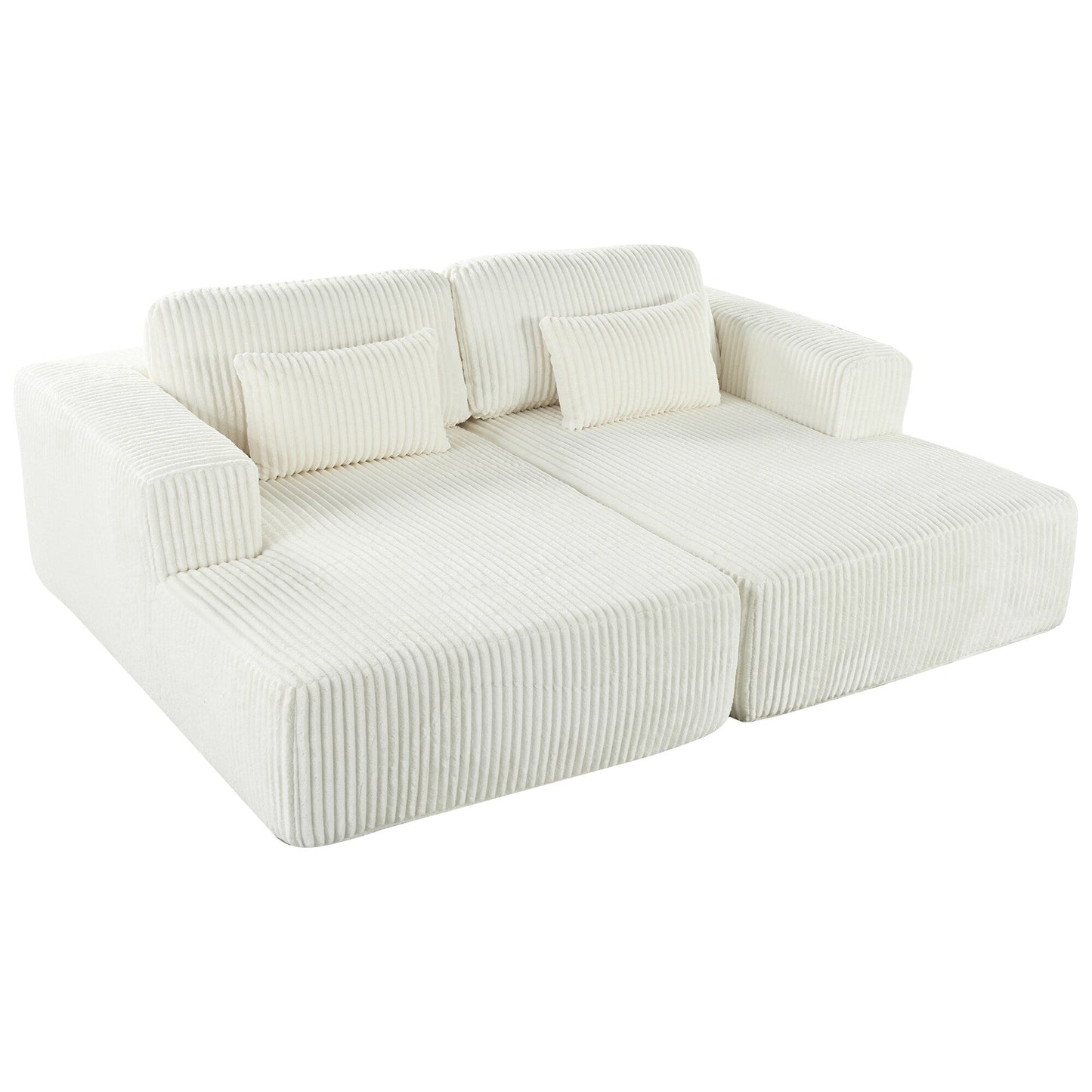 Divano letto Cascade in velluto a coste a 2 pezzi, chaise longue doppia con 2 cuscini
