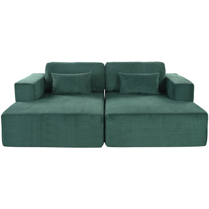 Divano letto Cascade in velluto a coste a 2 pezzi, chaise longue doppia con 2 cuscini