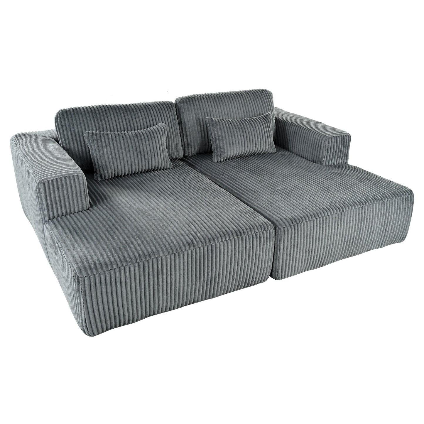 Divano letto Cascade in velluto a coste a 2 pezzi, chaise longue doppia con 2 cuscini
