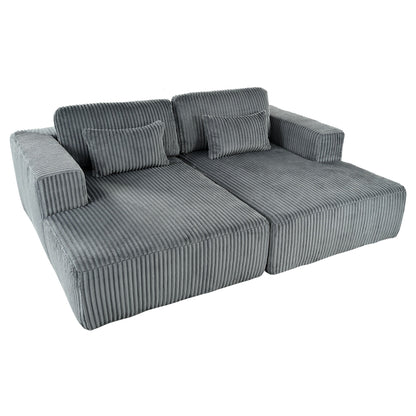 Divano letto Cascade in velluto a coste a 2 pezzi, chaise longue doppia con 2 cuscini