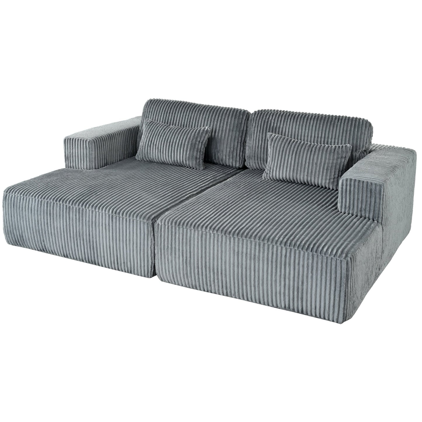 Divano letto Cascade in velluto a coste a 2 pezzi, chaise longue doppia con 2 cuscini