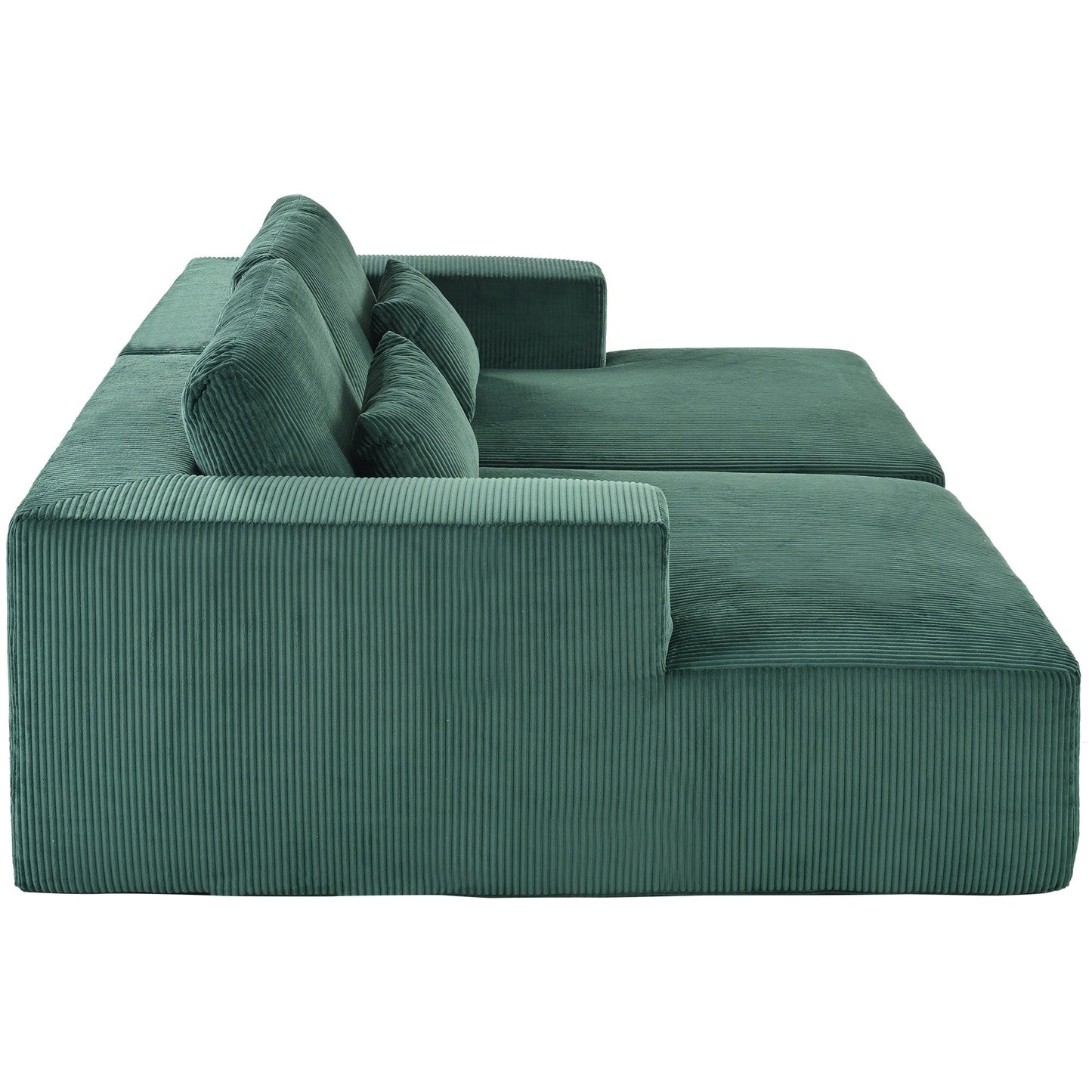 Divano letto Cascade in velluto a coste a 2 pezzi, chaise longue doppia con 2 cuscini