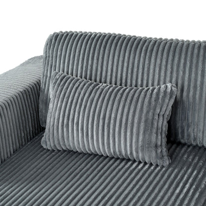 Divano letto Cascade in velluto a coste a 2 pezzi, chaise longue doppia con 2 cuscini