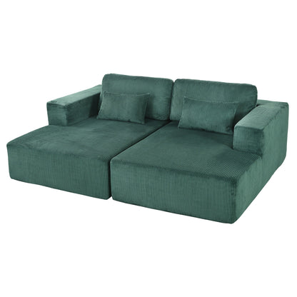 Divano letto Cascade in velluto a coste a 2 pezzi, chaise longue doppia con 2 cuscini