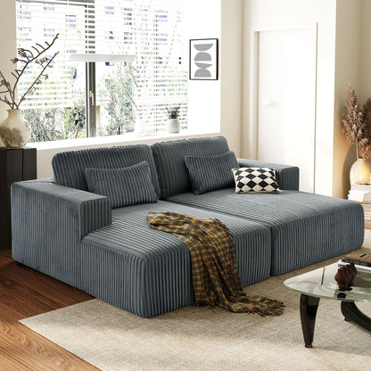 Divano letto Cascade in velluto a coste a 2 pezzi, chaise longue doppia con 2 cuscini