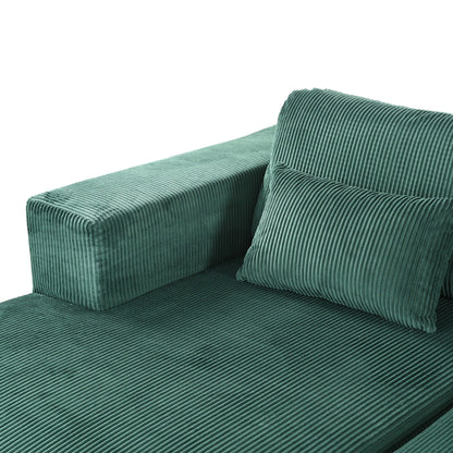 Divano letto Cascade in velluto a coste a 2 pezzi, chaise longue doppia con 2 cuscini