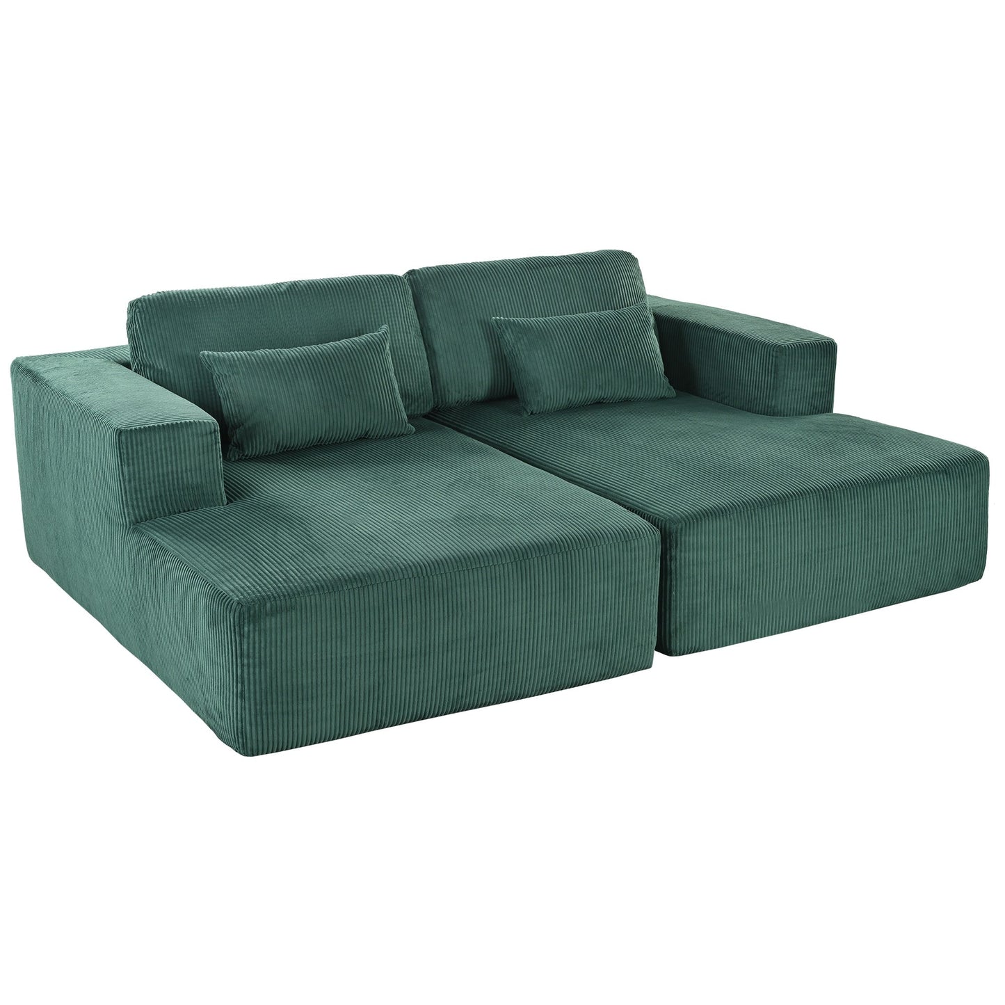Divano letto Cascade in velluto a coste a 2 pezzi, chaise longue doppia con 2 cuscini