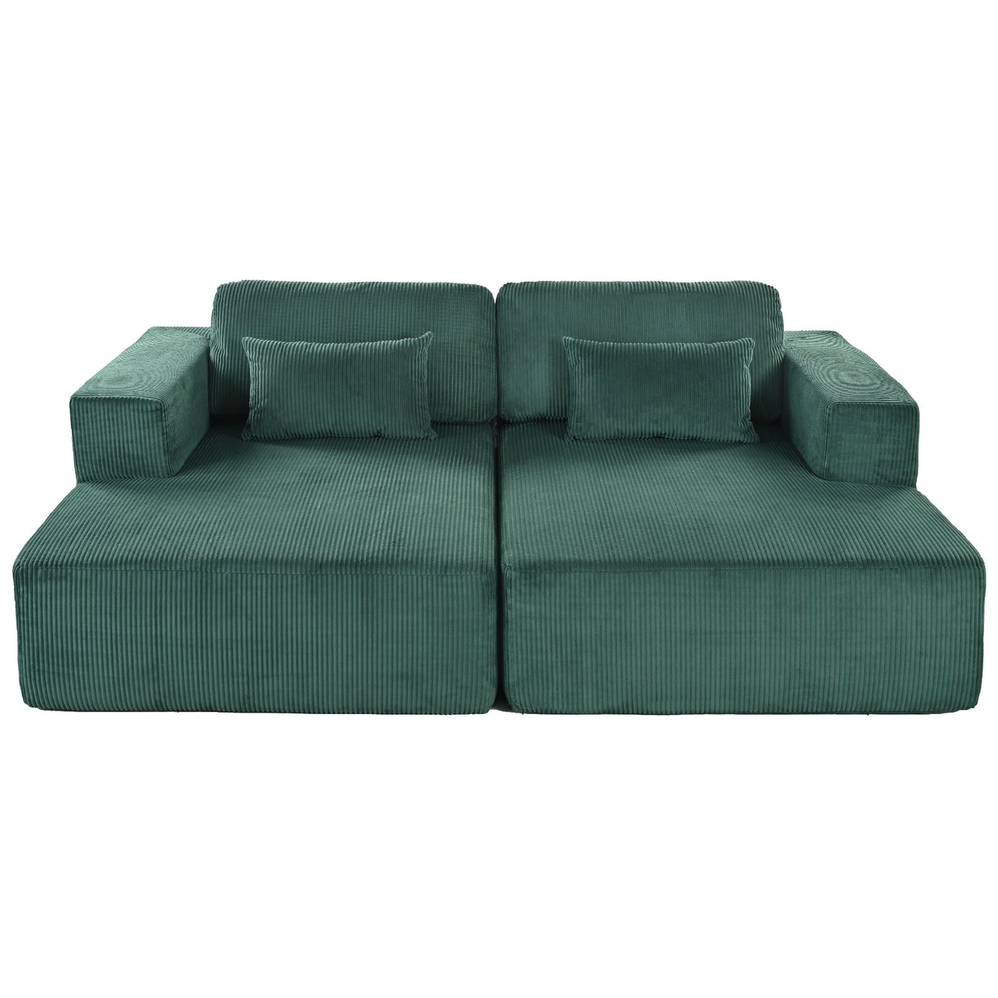 Divano letto Cascade in velluto a coste a 2 pezzi, chaise longue doppia con 2 cuscini