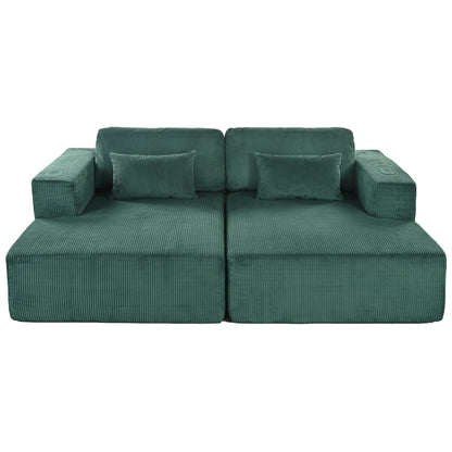 Divano letto Cascade in velluto a coste a 2 pezzi, chaise longue doppia con 2 cuscini