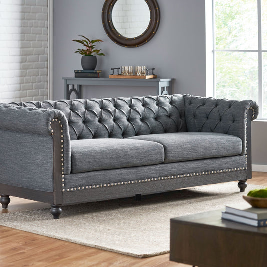 Divano Chesterfield Castalia con finiture a chiodo di Christopher Knight Home - 78,75 L x 33,50 P x 28,00 A