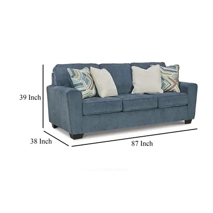 Divano letto Caten, letto matrimoniale, rivestimento in poliestere blu, 87 pollici