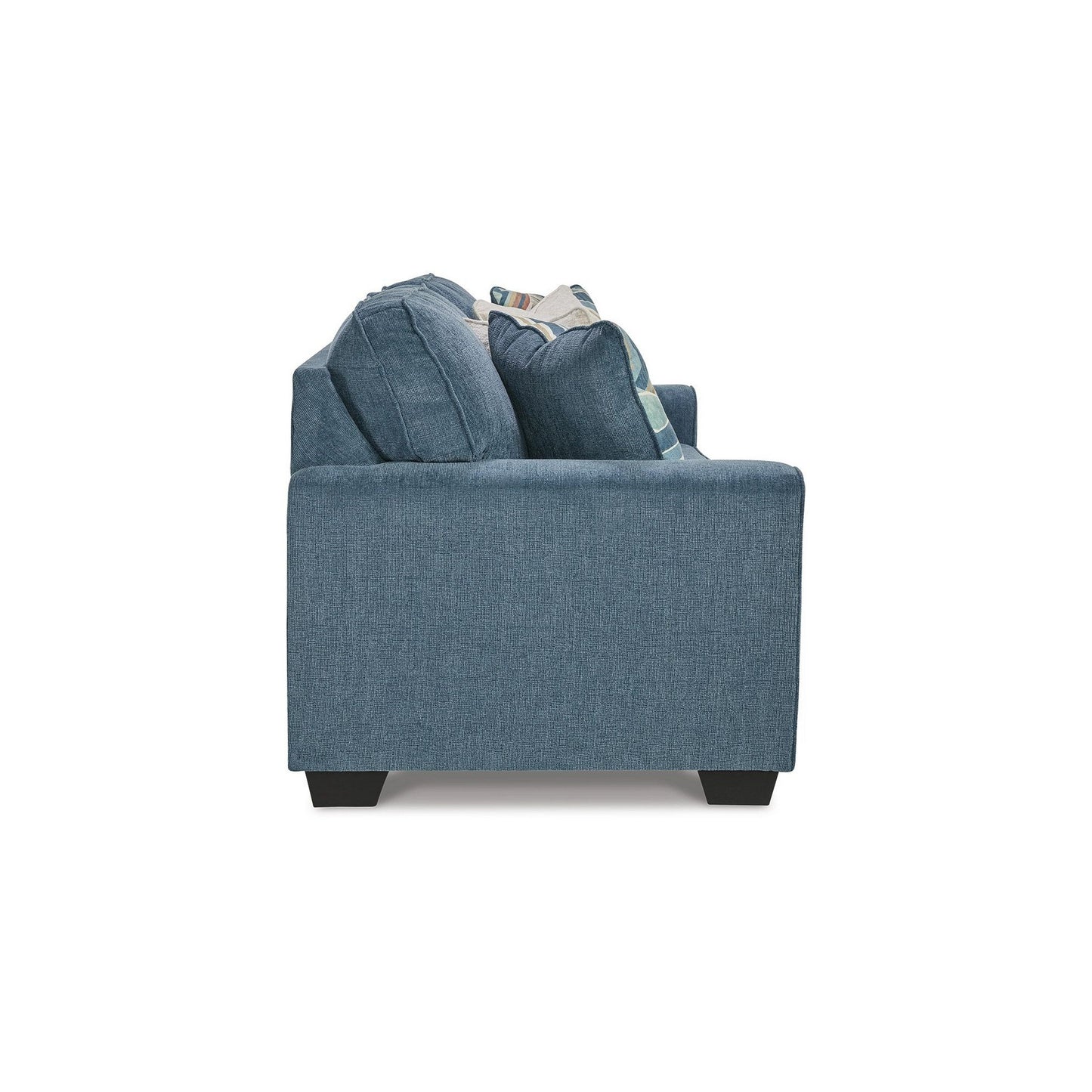 Divano letto Caten, letto matrimoniale, rivestimento in poliestere blu, 87 pollici