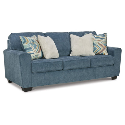 Divano letto Caten, letto matrimoniale, rivestimento in poliestere blu, 87 pollici