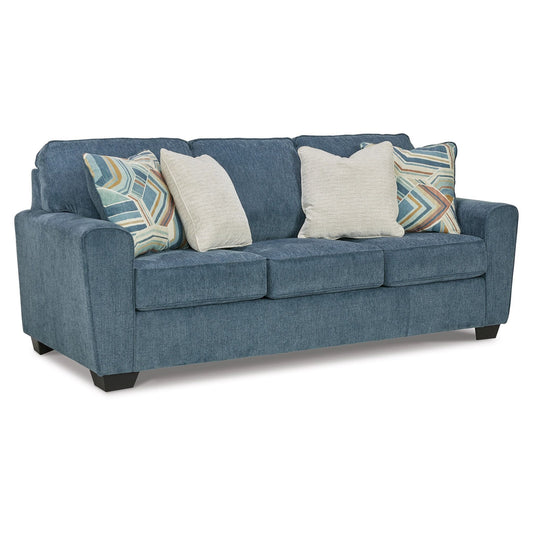 Divano letto Caten, letto matrimoniale, rivestimento in poliestere blu, 87 pollici