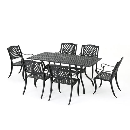 Set da pranzo da esterno in alluminio Cayman da 7 pezzi di Christopher Knight Home