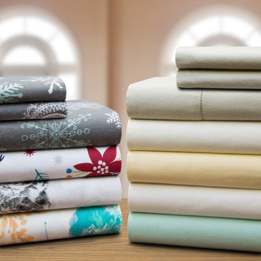 Set di lenzuola Celeste Home in flanella pesante di cotone 190 GSM, effetto velluto