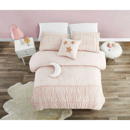 Set copripiumino in microfibra ultra morbida rosa "Celestial Princess" con cuscino a forma di luna