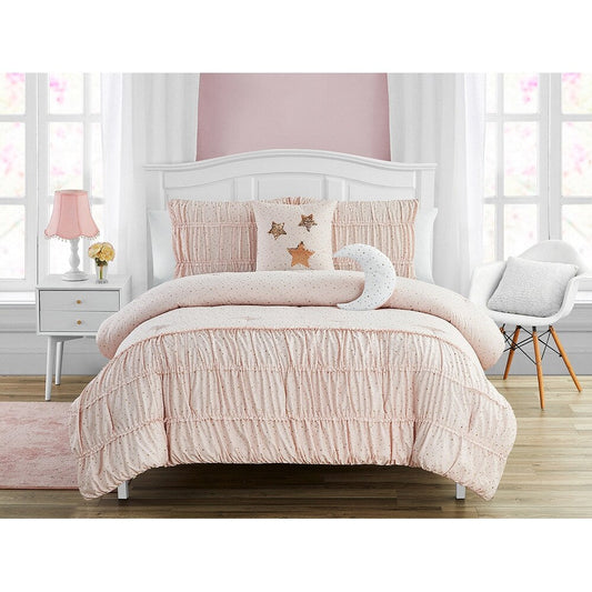 Set copripiumino in microfibra ultra morbida rosa "Celestial Princess" con cuscino a forma di luna