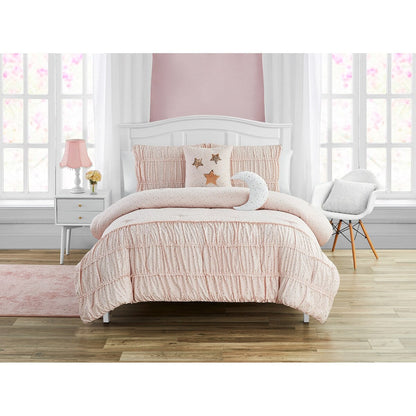 Set copripiumino in microfibra ultra morbida rosa "Celestial Princess" con cuscino a forma di luna