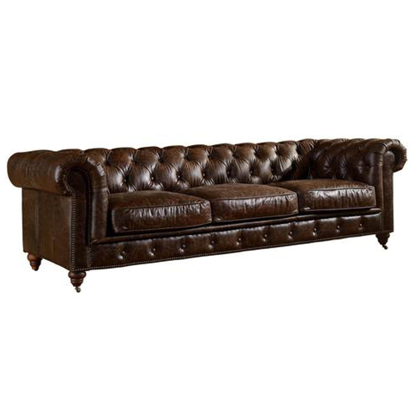 Divano Chesterfield Century - Pelle color castagna chiaro