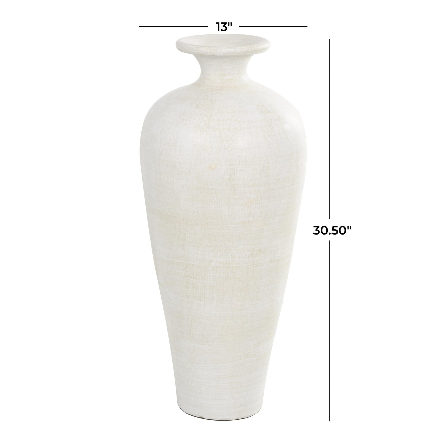 Vaso decorativo da pavimento in ceramica a forma di anfora alta - Bianco - Roche River Decor