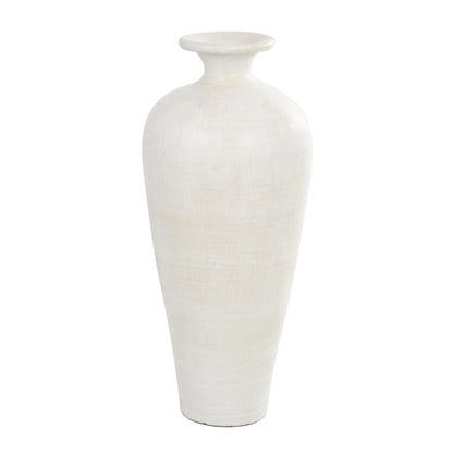 Vaso decorativo da pavimento in ceramica a forma di anfora alta - Bianco - Roche River Decor