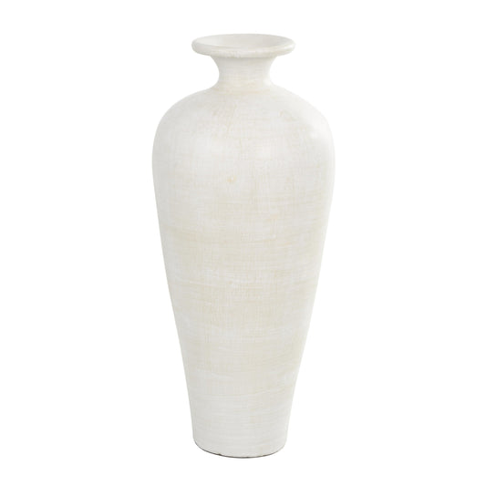 Vaso decorativo da pavimento in ceramica a forma di anfora alta - Bianco - Roche River Decor