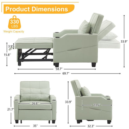 Poltrona letto, divano letto 3 in 1, poltrona reclinabile regolabile, poltrona, divano, letto, biancheria