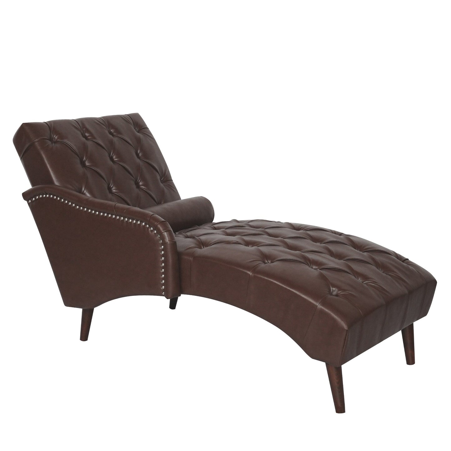 Poltrona chaise longue imbottita per interni, per il tempo libero, con cuscino e gambe in legno massello