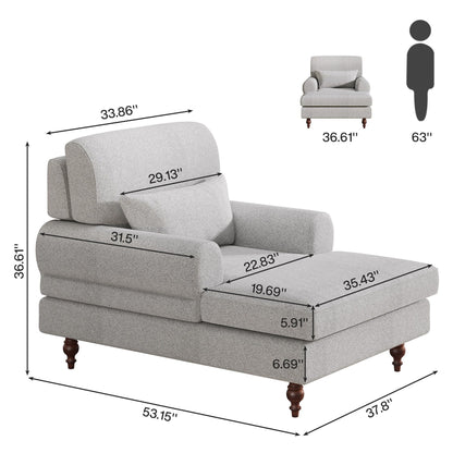 Poltrona chaise longue con schienale regolabile, moderna poltrona oversize comoda per interni