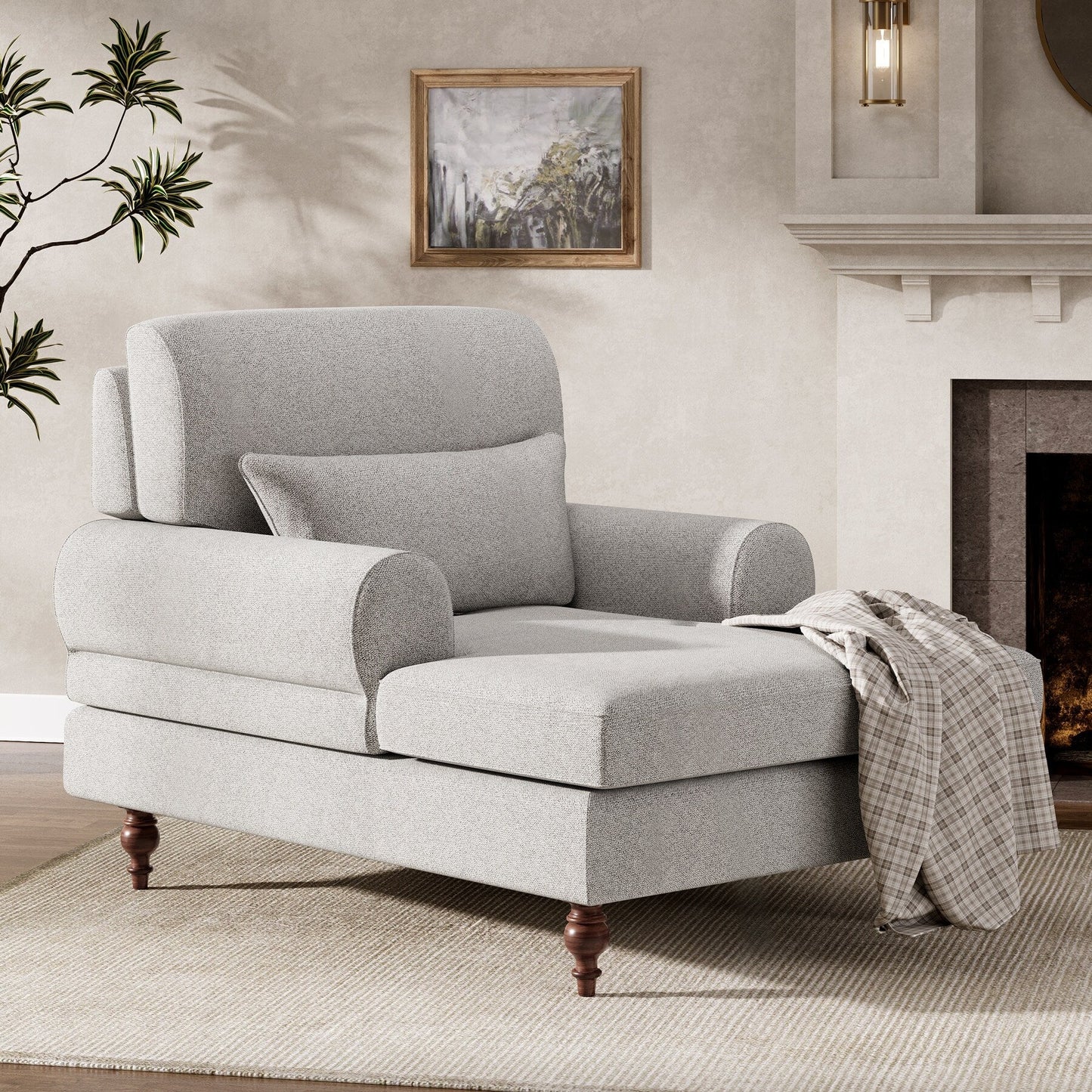 Poltrona chaise longue con schienale regolabile, moderna poltrona oversize comoda per interni